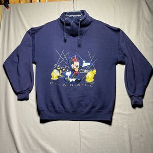 Vintage Genius Disney Mickey Mouse‎ Sweatshirt pullover Womens Large mock neck
